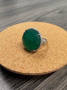 Sterling Silver Green Onyx Stone Cocktail Ring